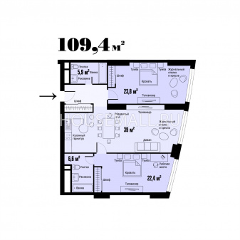 Продажа квартиры  109  м²